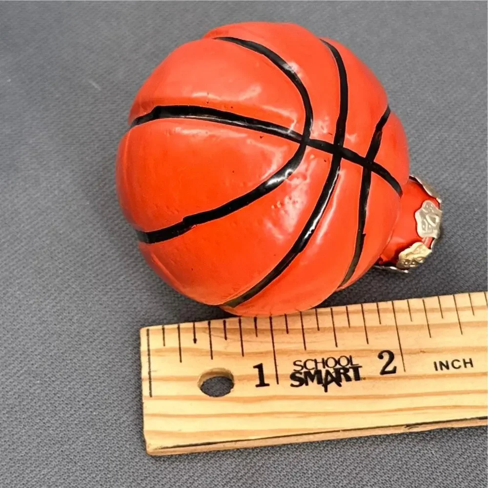 VTG Glass Basketball Christmas Ornaments Set 7 Sporty Athlete Team Player Y2K